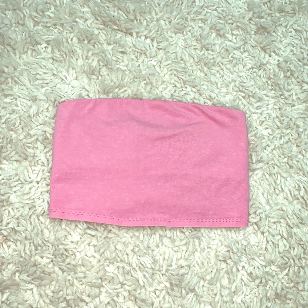 Pink Bandeau/Crop Top with Built in Bra!